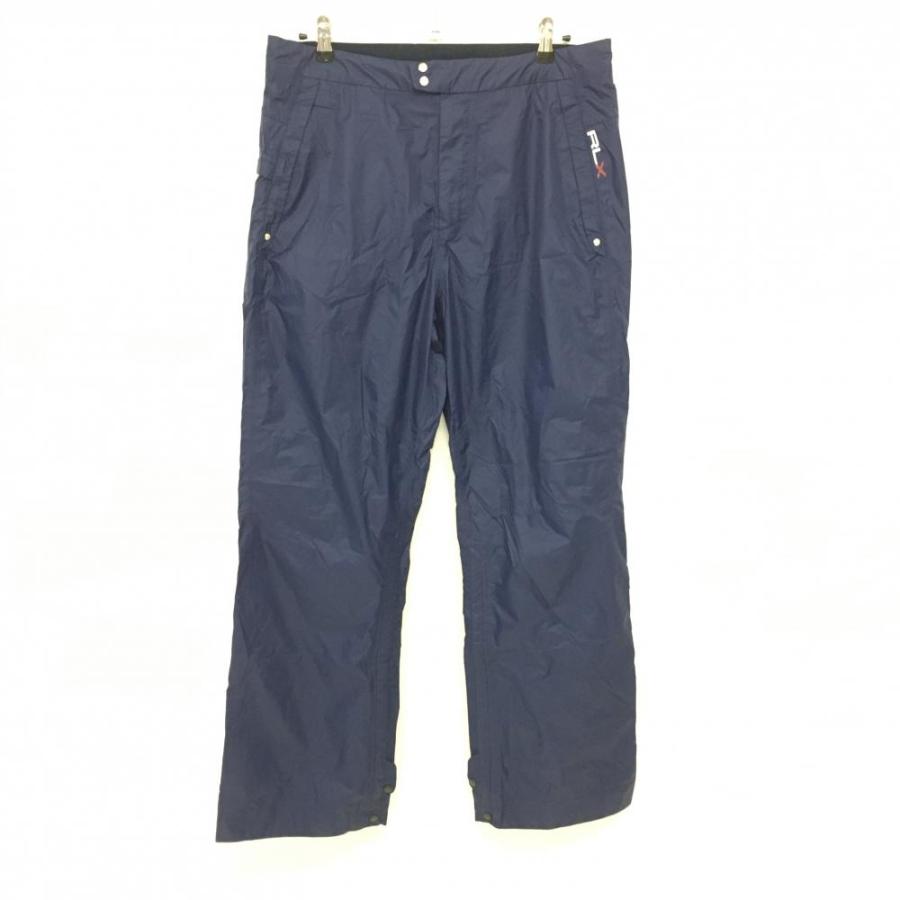 RLXラルフローレン レインパンツ ネイビー ポケッタブル ナイロン100％ 収納袋付き メンズ L ゴルフウェア Ralph Lauren