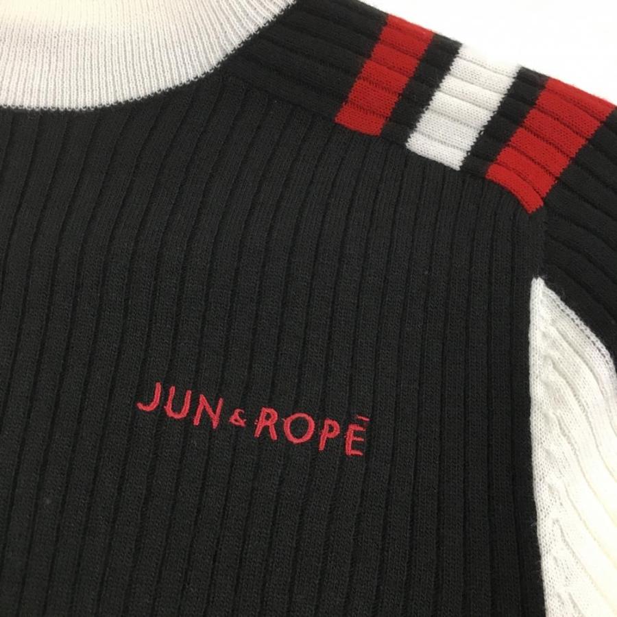 JUN&ROPE' ジュンアンドロペ タートルネックセーター 黒×白×レッド