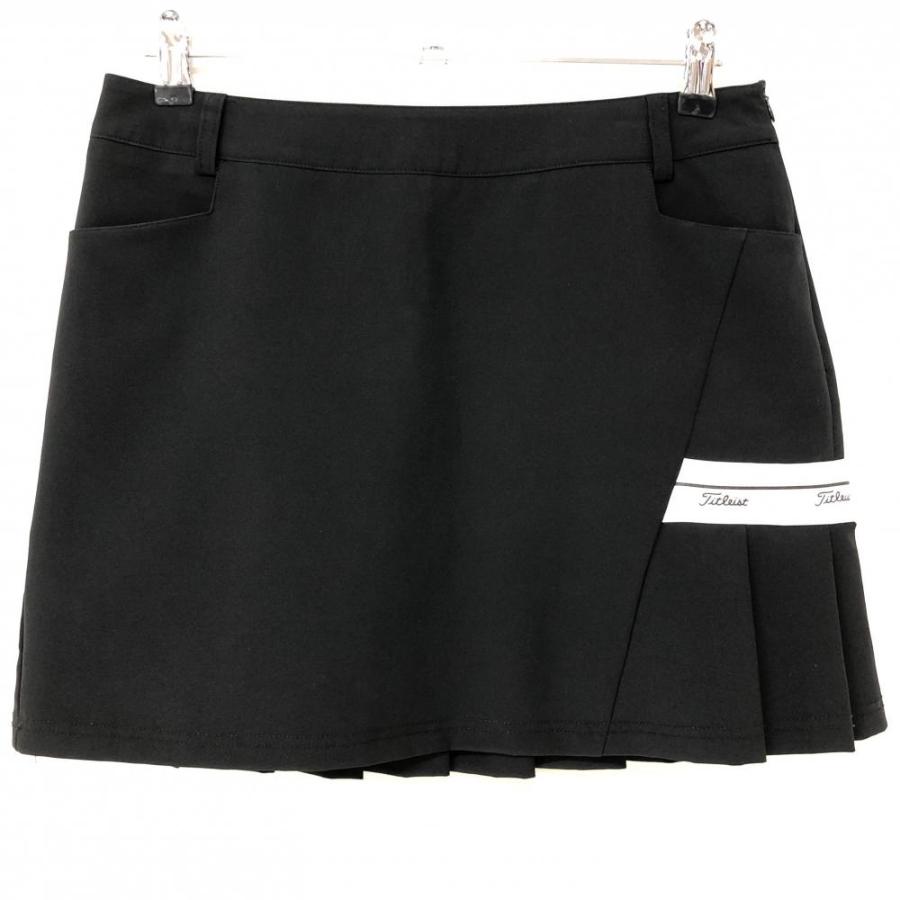 超美品】タイトリスト スカート 黒 ロゴライン白 後ろ裾プリーツ  