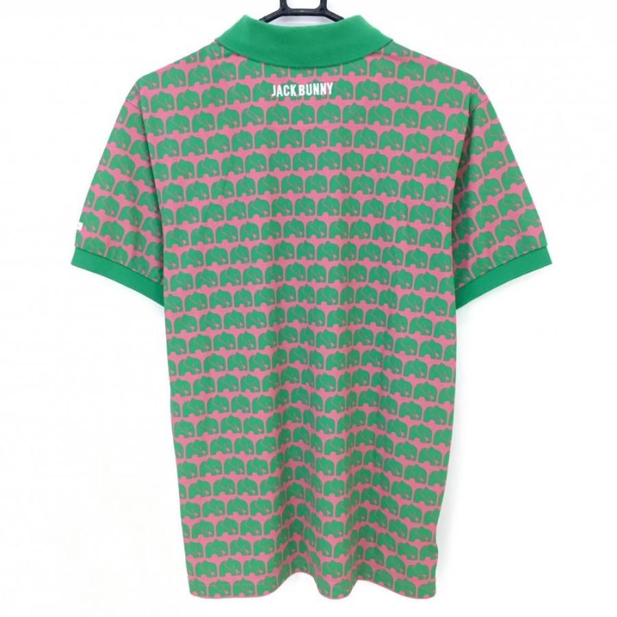 Jack Bunny ジャックバニー 総柄ロゴ 半袖 ポロシャツ ピンク 5 Jack Bunny!!（ジャックバニー） 半袖ポロシャツ ピンク×グリーン ゾウ
