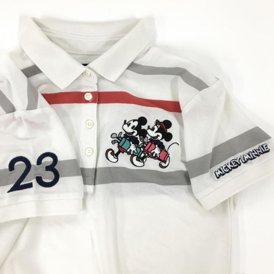 23区ゴルフ×Disney 半袖ポロシャツ 白×ライトグレー×レッド ランダム 