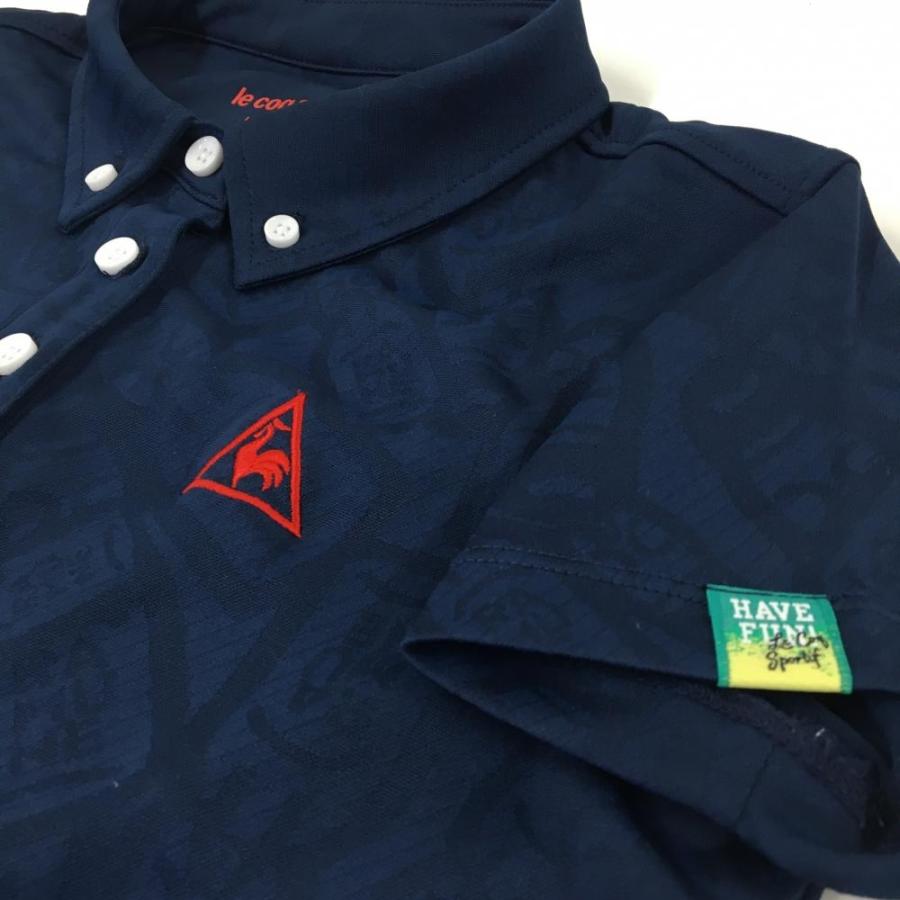 超美品】ルコック 半袖ポロシャツ ネイビー 地模様 ボタンダウン レディース S ゴルフウェア le coq sportif :1-240001115685:レオナード 通販