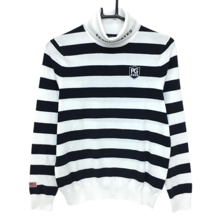 パーリゲイツタートルネックセーター 黒と白ストライプ 【公式通販】