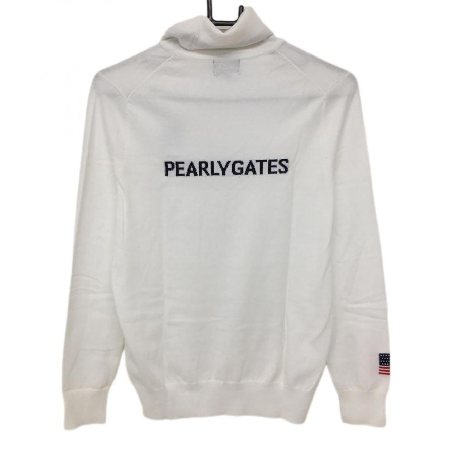 PEARLY GATES（パーリーゲイツ） タートルネックセーター 白 袖星条旗