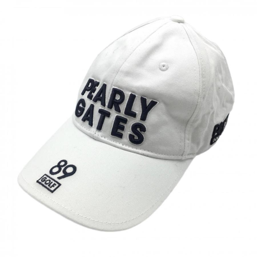 ⛳️ゴルフ　パーリーゲイツ キャップ　ホワイト　完売品 超美品】パーリーゲイツ キャップ 白 ロゴ刺しゅうネイビー 汗取り