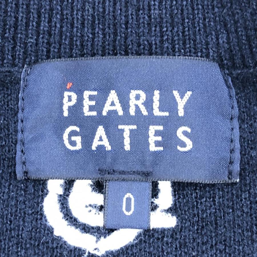 PEARLY GATES パーリーゲイツ セーター ネイビー ロゴ総柄白 PEARLY GATES パーリーゲイツ セーター ネイビー ロゴ総柄白