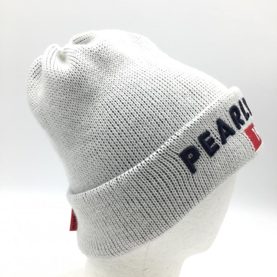 PEARLY GATES パーリーゲイツ ニット帽 白×ネイビー ロゴ PEARLY GATES パーリーゲイツ ニット帽 白×ネイビー ロゴ