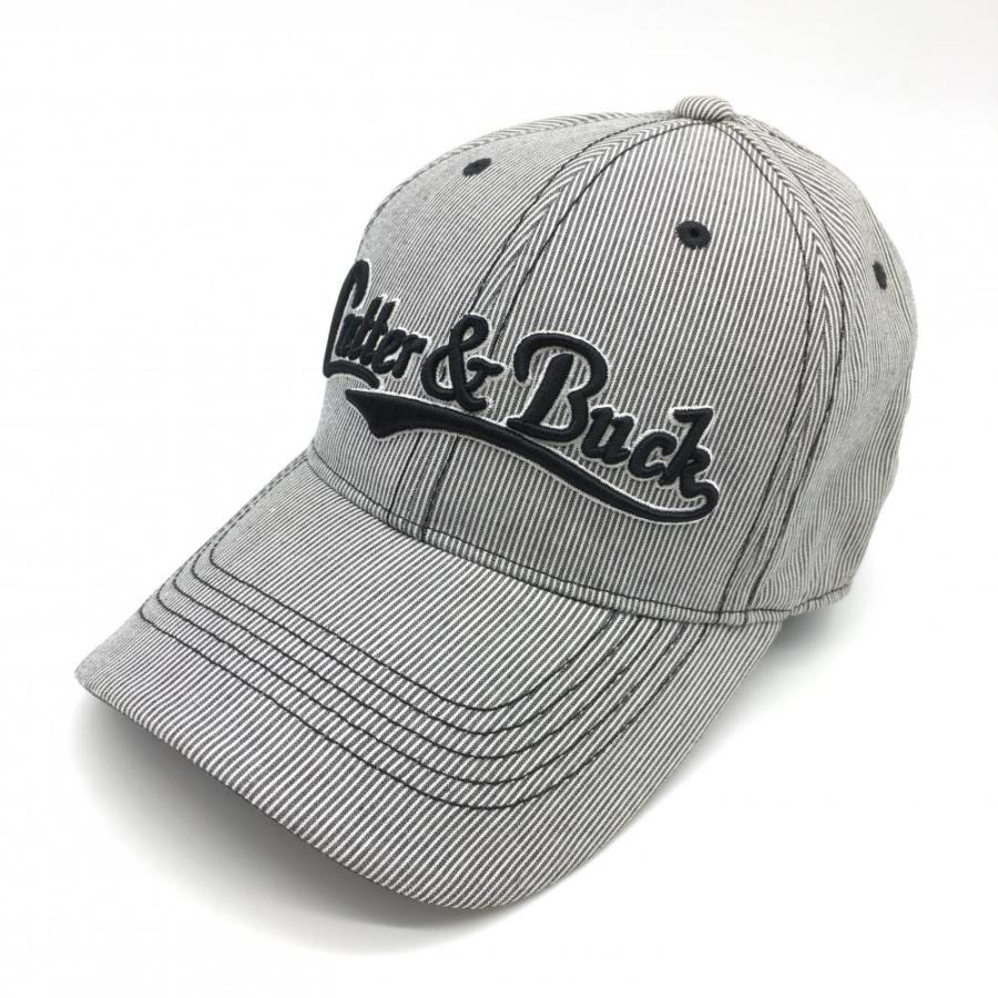 カッターアンドバック　ゴルフキャップ 美品】カッターアンドバック キャップ グレー系×黒 細ストライプ