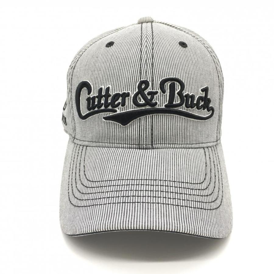 美品】カッターアンドバック キャップ グレー系×黒 細ストライプ