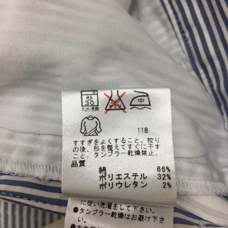 23区GOLF 23区ゴルフ パンツ 白×ライトブルー ストライプ柄 コットン混