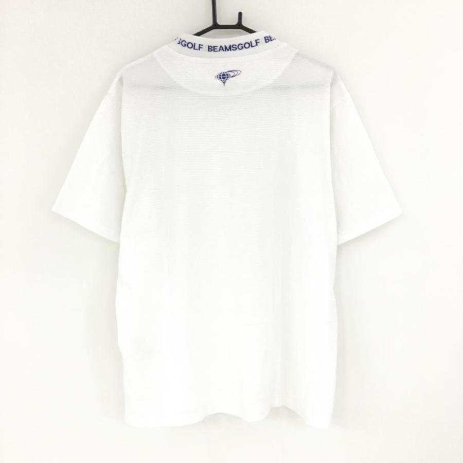 ANTi×BEAMS GOLF アンタイ ビームスゴルフ 白White 半袖XL 超美品】ビームスゴルフ 半袖ハイネックシャツ 白×ブルー 織生地