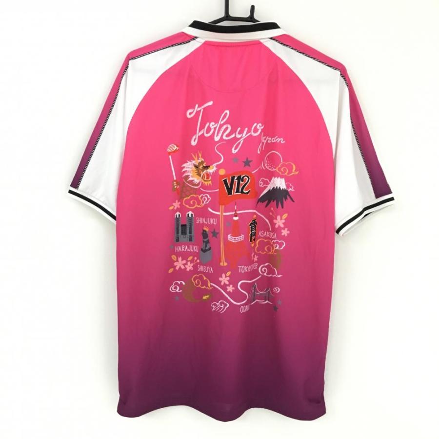 美品】ヴィトゥエルヴ 半袖ポロシャツ ピンク×白 グラデーション 龍  