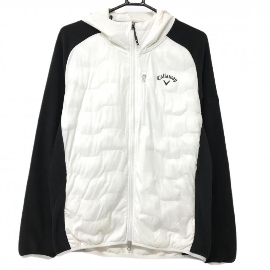 Callaway キャロウェイ 中綿ジャケット 白✕黒フリース切替 フード付き Callaway（キャロウェイ） 中綿ジャケット 白×黒 フリース切替 フード