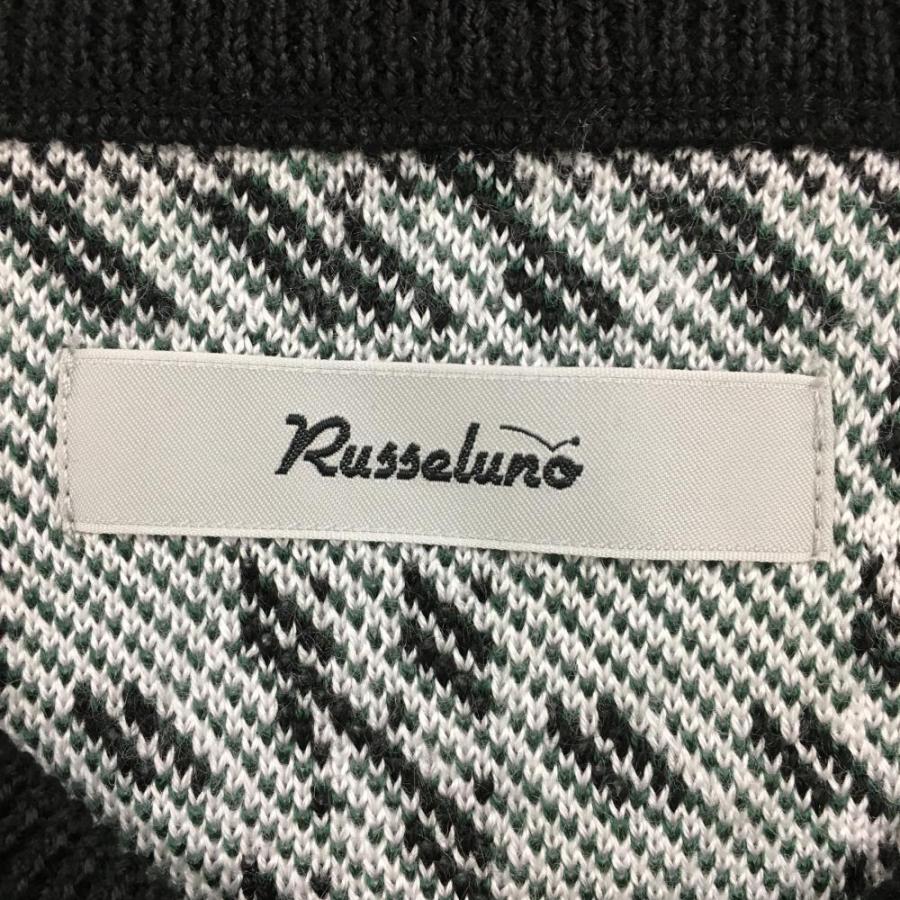 Russeluno ラッセルノ セーター 黒×白×ダークグリーン チェック Russeluno ラッセルノ セーター 黒×白×ダークグリーン チェック