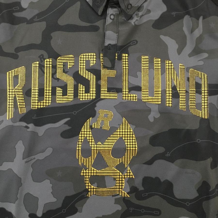 Russeluno ラッセルノ 半袖ポロシャツ グレー×黒 カモフラ 迷彩 Russeluno ラッセルノ 半袖ポロシャツ グレー×黒 カモフラ 迷彩