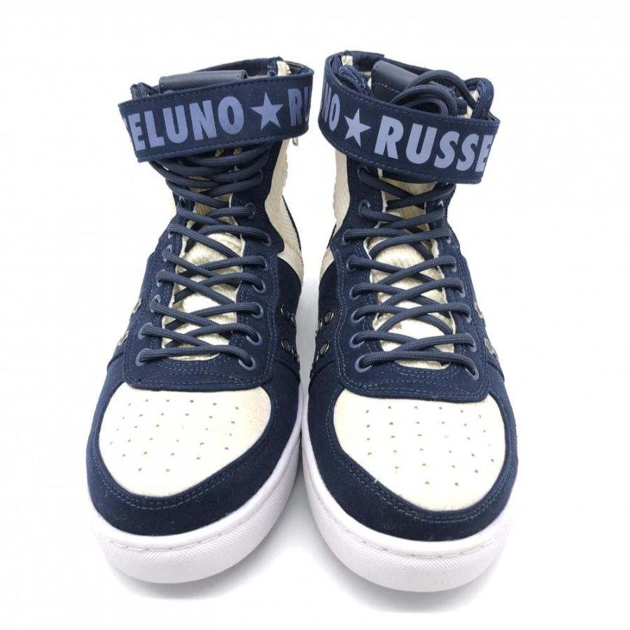Russeluno ラッセルノ ゴルフシューズ 白×ネイビー ハイカット Russeluno ラッセルノ ゴルフシューズ 白×ネイビー ハイカット