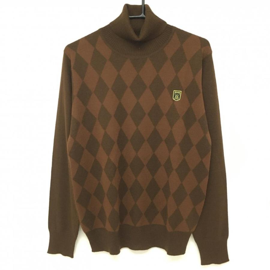 EDWIN（エドウィン） タートルネックセーター ブラウン ダイヤ柄