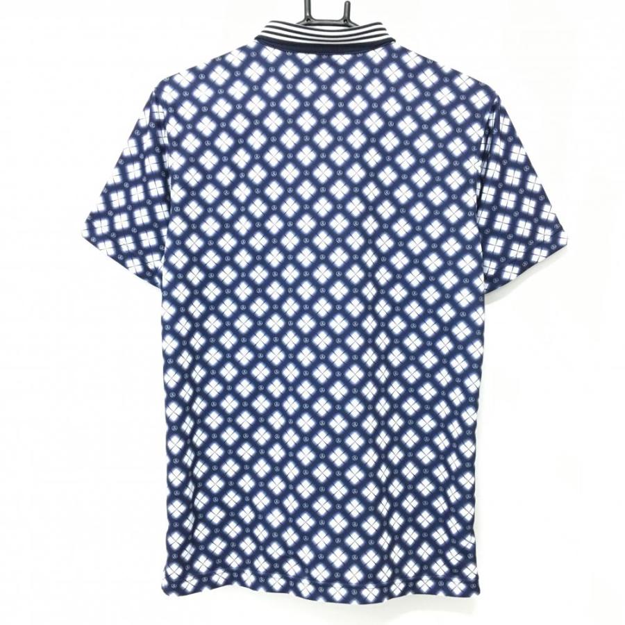 【新品同様】and per se アンパスィ ポロシャツ Ｌ 超美品】アンパスィ 半袖ポロシャツ ネイビー×白 チェック 襟