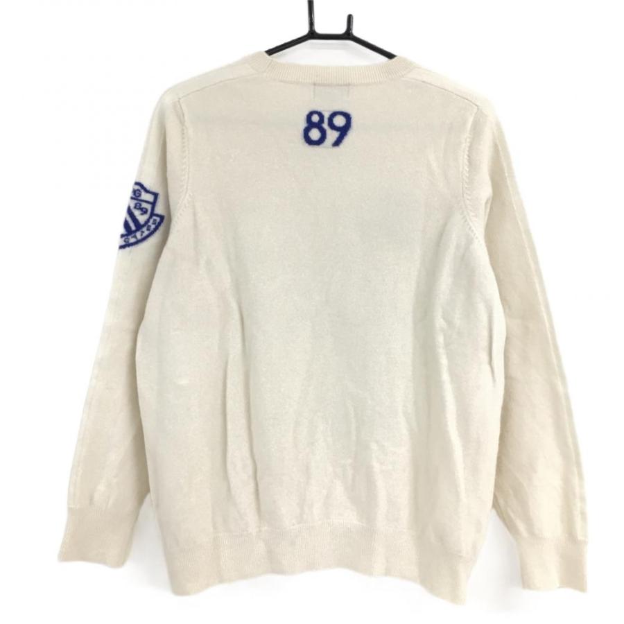 パーリーゲイツ セーター 白×ブルー ニット 羊毛・カシミヤ混 メンズ 6 