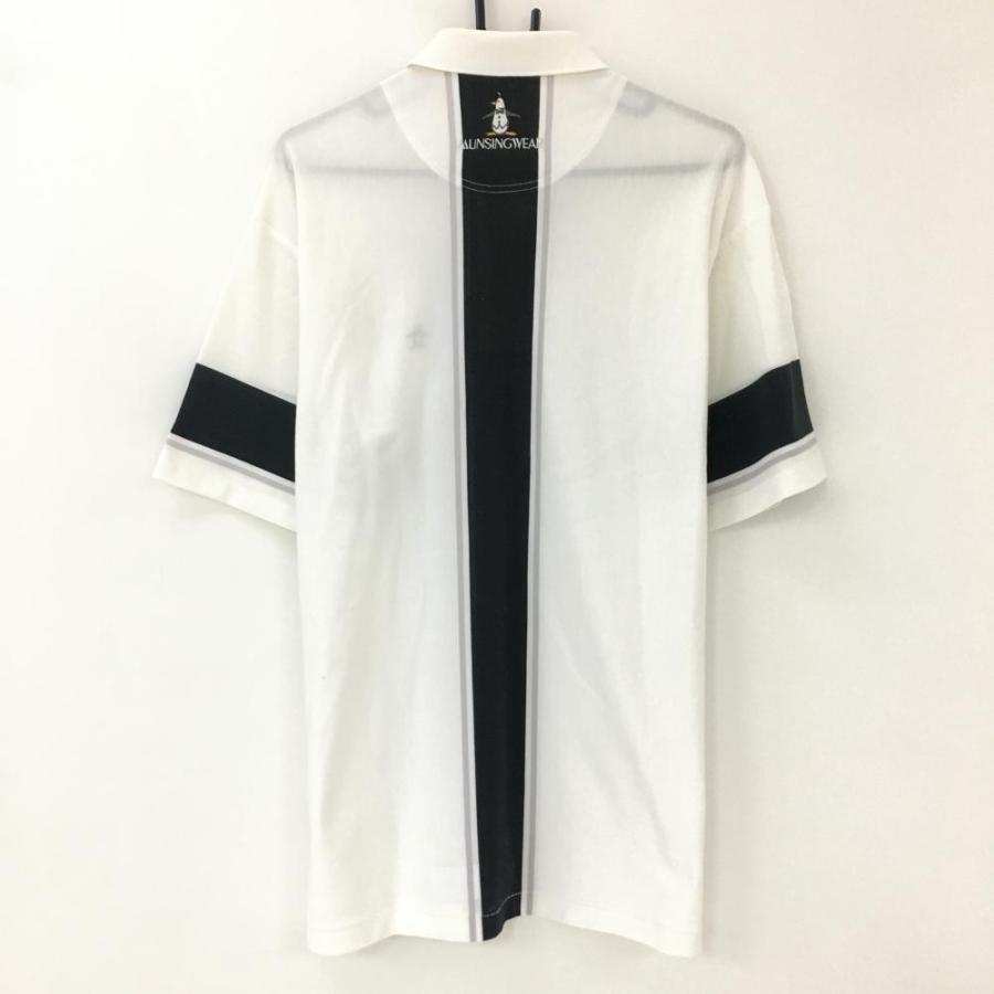 マンシングウェア 半袖ポロシャツ 白×ネイビー センターライン
