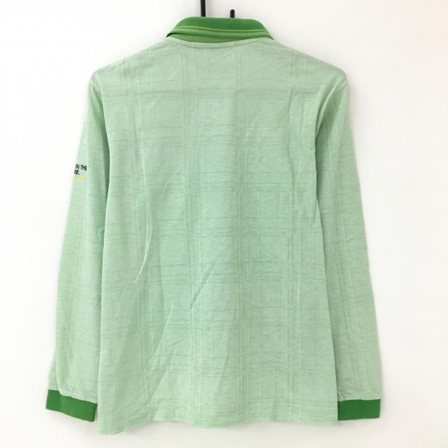 1282 アダバット 襟裏チェック 長袖 ポロシャツ L アダバット 長袖ポロシャツ ライトグリーン×白 チェック 襟