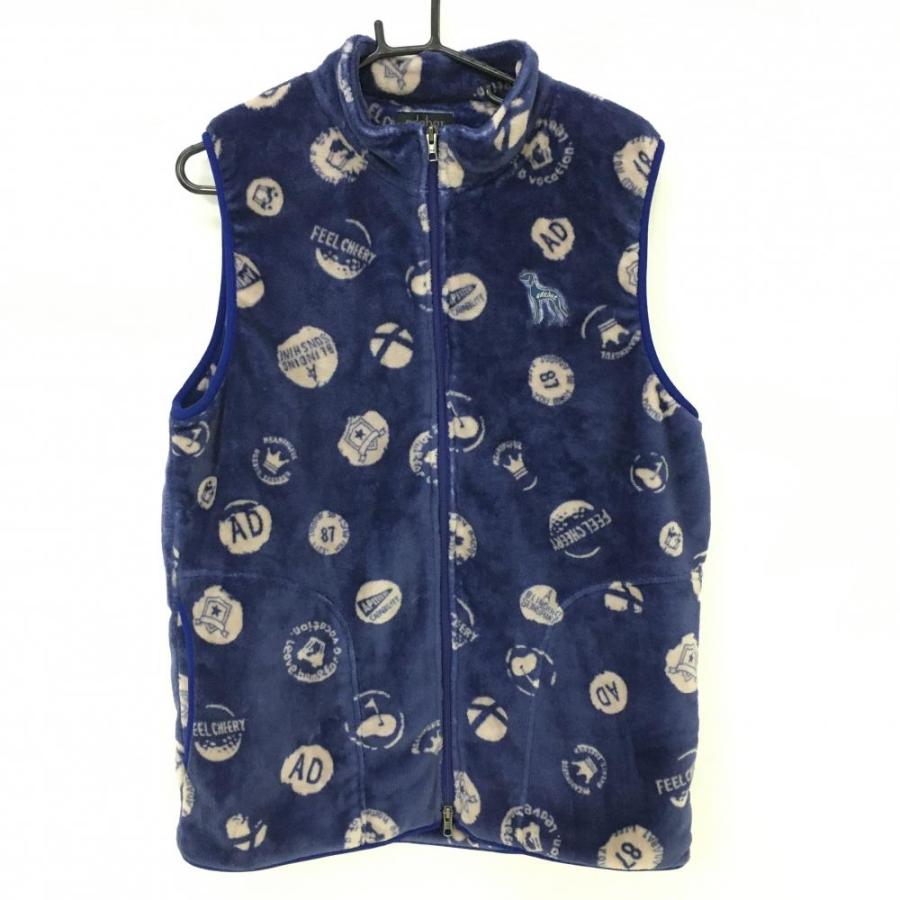超美品】アダバット フリースベスト ネイビー×ライトベージュ 総柄