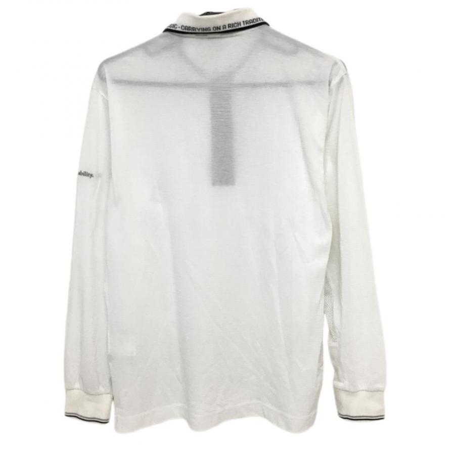 アダバットホワイト 長袖 ポロシャツ ゴルフ用 アダバット 長袖ポロシャツ 白 透け感 袖下メッシュ 胸ポケット メンズ