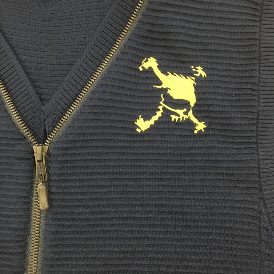 超美品】オークリー ニットジップベスト ネイビー ボーダー編み ロゴ
