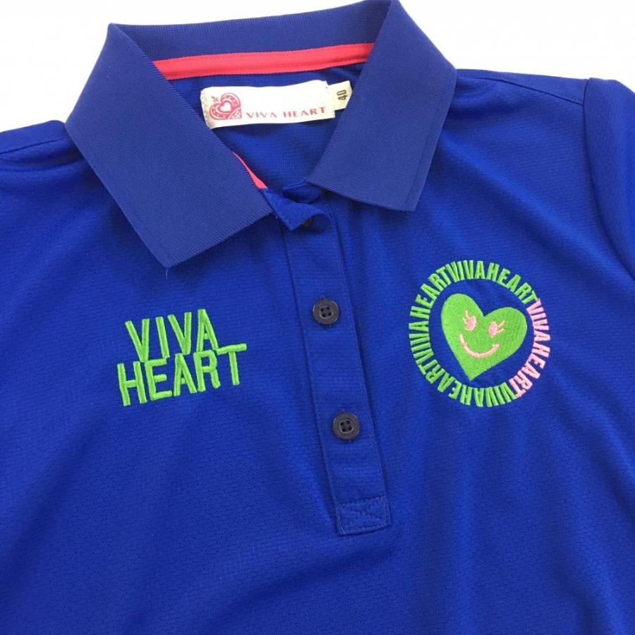 VIVA HEART（ビバハート） 半袖ポロシャツ ブルー ハート ロゴ刺しゅう