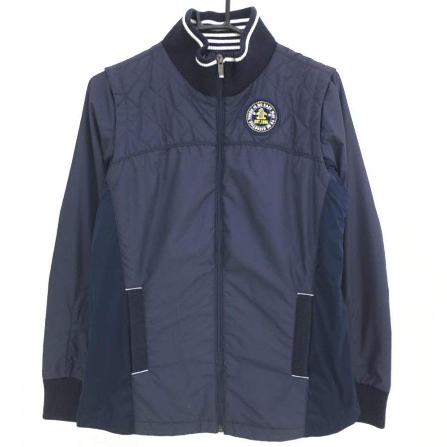 マンシングウェア 2WAY中綿ジャケット ネイビー×白 サイド・袖下