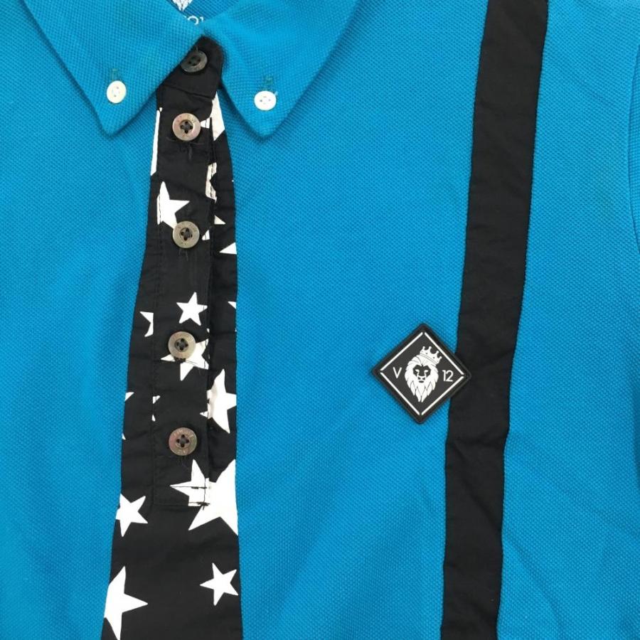 ヴィトゥエルヴ 半袖ポロシャツ ライトブルー×黒 前立て星柄 ネクタイ 