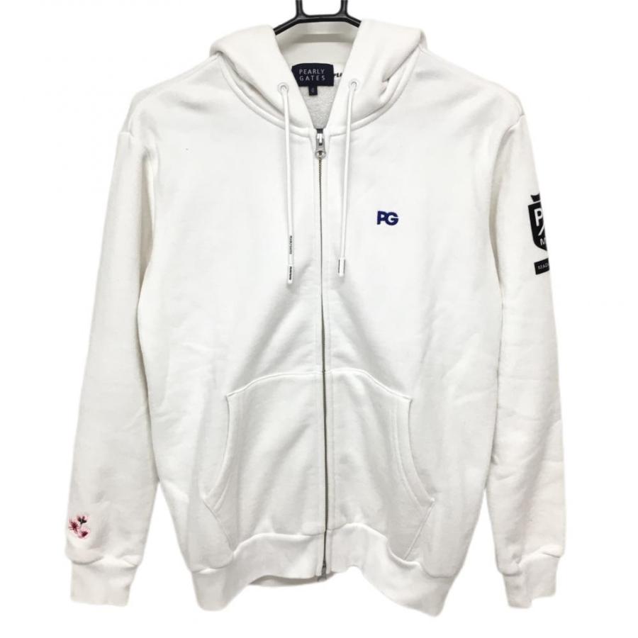 超美品】パーリーゲイツ ジップパーカー 白×ネイビー バックロゴ