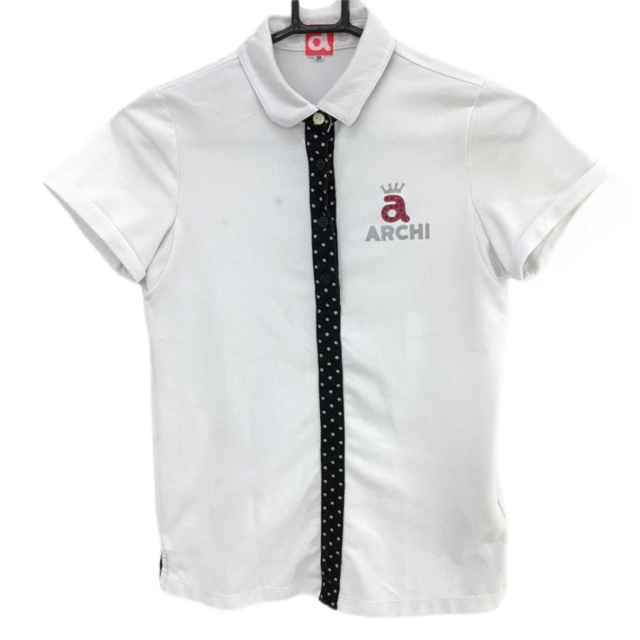 archivio アルチビオ 半袖ポロシャツ 白×黒 前立てドット archivio アルチビオ 半袖ポロシャツ 白×黒 前立てドット