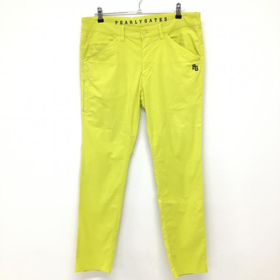 パーリーゲイツ ストレッチパンツ イエロー 刺しゅう コットン混