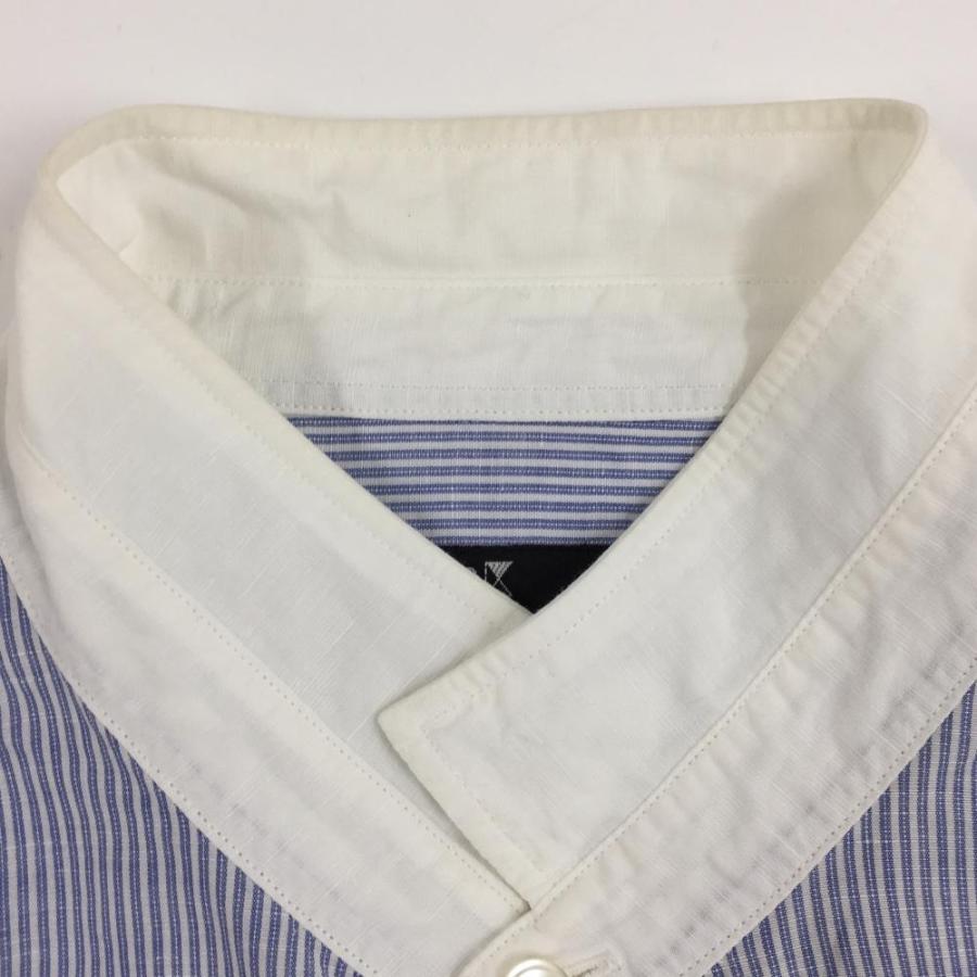 23区GOLF 23区 長袖シャツ 白×ブルー 細ストライプ コットン混