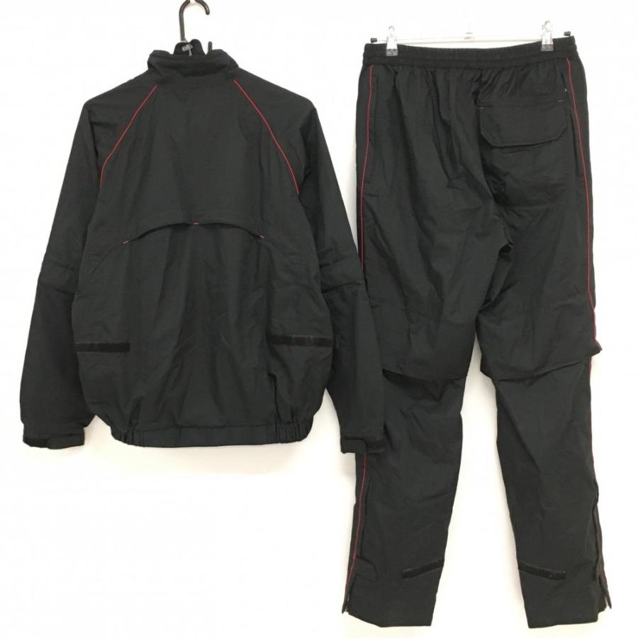 ミズノ レインウェア上下セット 2WAYジャケット×パンツ 黒×レッド 袖 