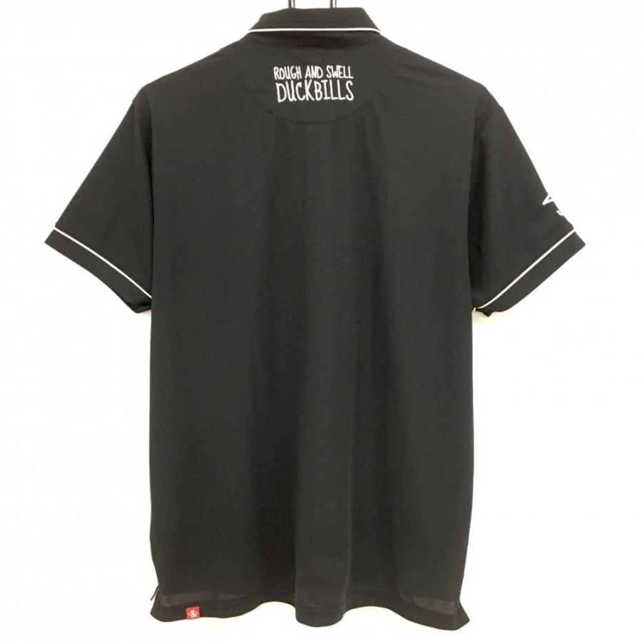 アンブロ × ラフアンドスウェル コラボ ポロシャツ 半袖 ロゴ 刺繍 L ラフアンドスウェル×アンブロ 半袖ポロシャツ 黒×白 刺しゅう