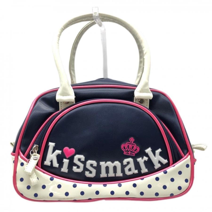 kissmark（キスマーク） カートバッグ ネイビー×白 一部ドット柄 外 