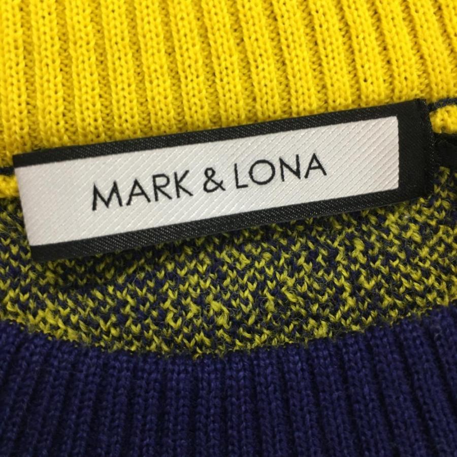 MARK&LONA マークアンドロナ セーター ブルー×イエロー スカル総 MARK&LONA マークアンドロナ セーター ブルー×イエロー スカル総