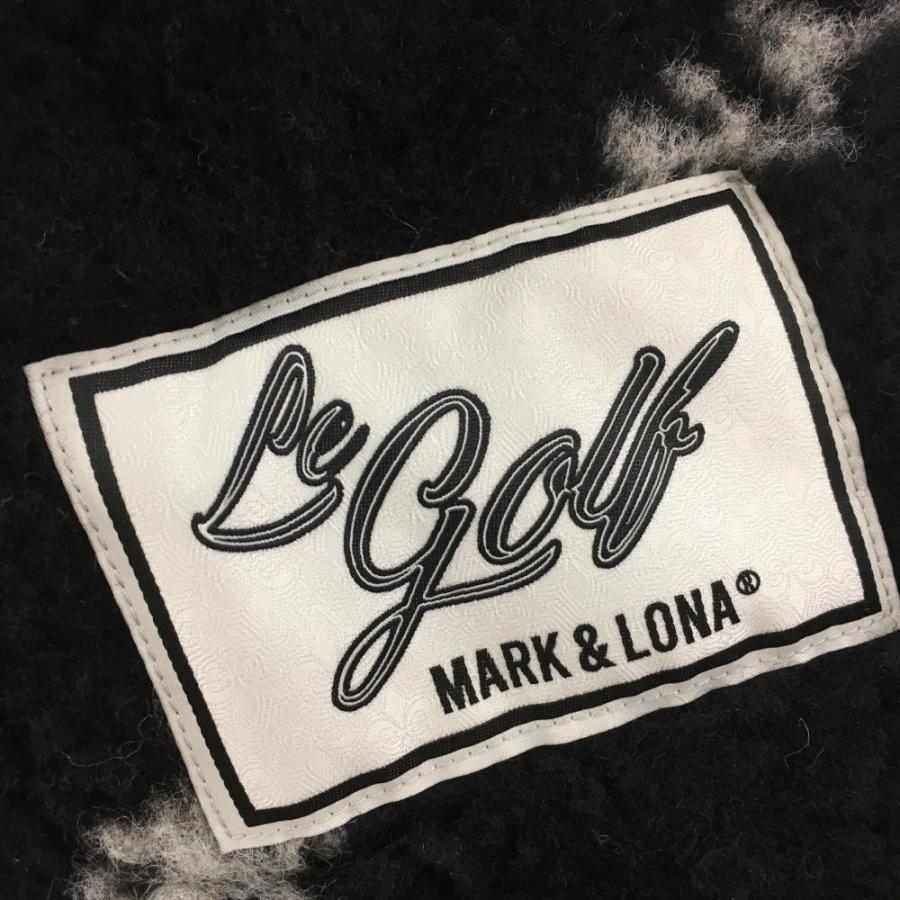 新品】マークアンドロナ ボアジップパーカー 黒×白 斜めロゴ総柄