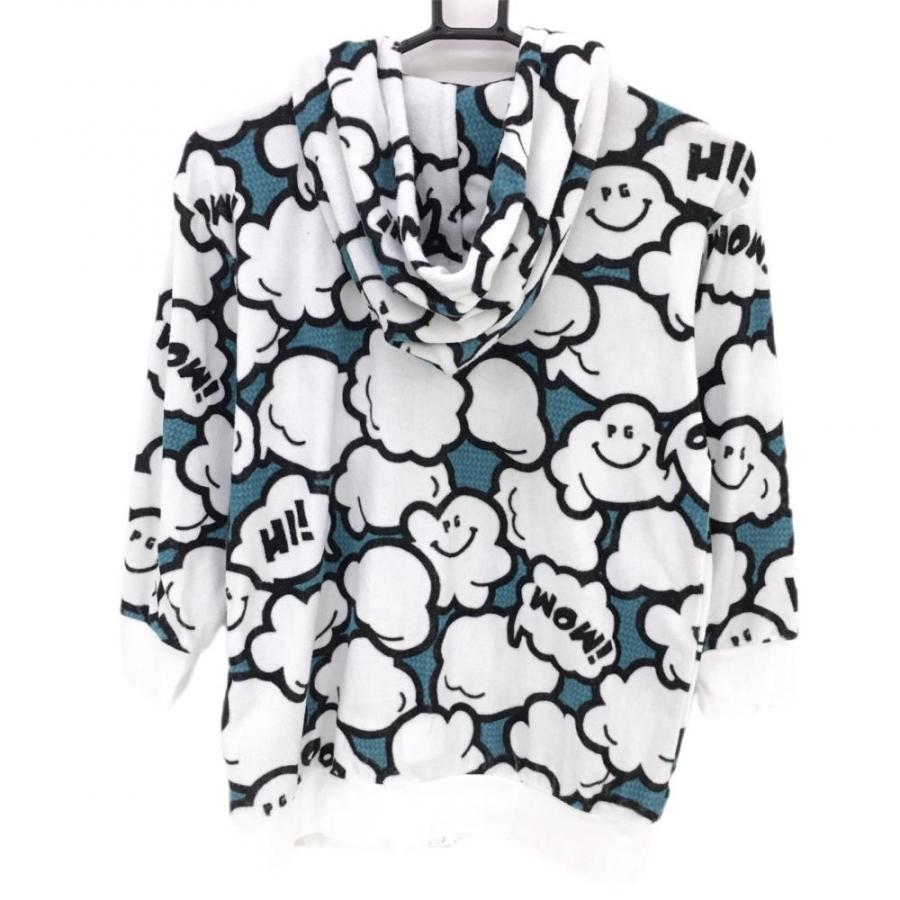 パーリーゲイツ パーカー 白×ブルーグリーン 雲 パイル地 ニコちゃん  