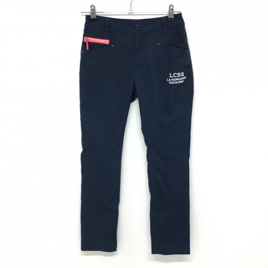 超美品】ルコック パンツ ネイビー×蛍光ピンク ストレッチ レディース