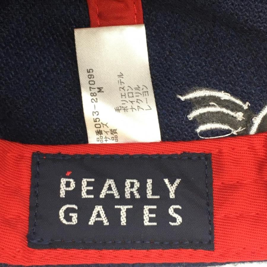 PEARLY GATES（パーリーゲイツ） キャップ ネイビー×レッド ウール混 M
