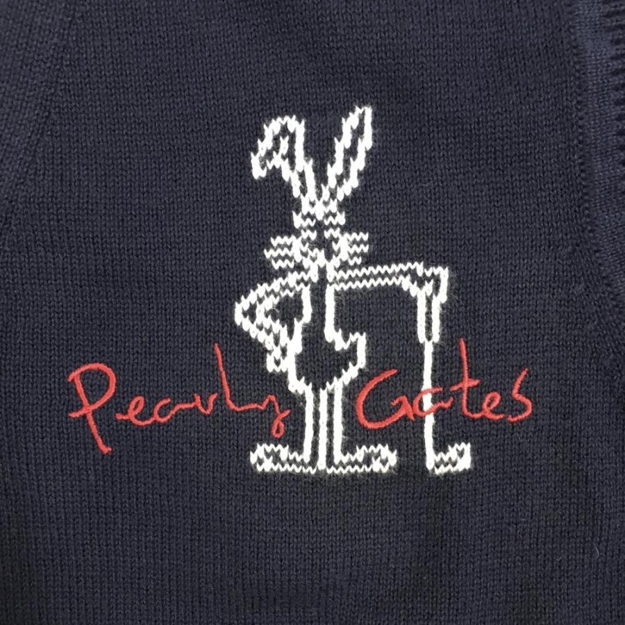 PEARLY GATES（パーリーゲイツ） ニットベスト ネイビー×白 前ボタン