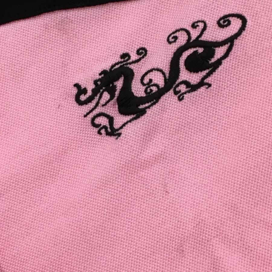 ダンスウィズドラゴン 半袖ハイネックシャツ ピンク×黒 ハーフジップ