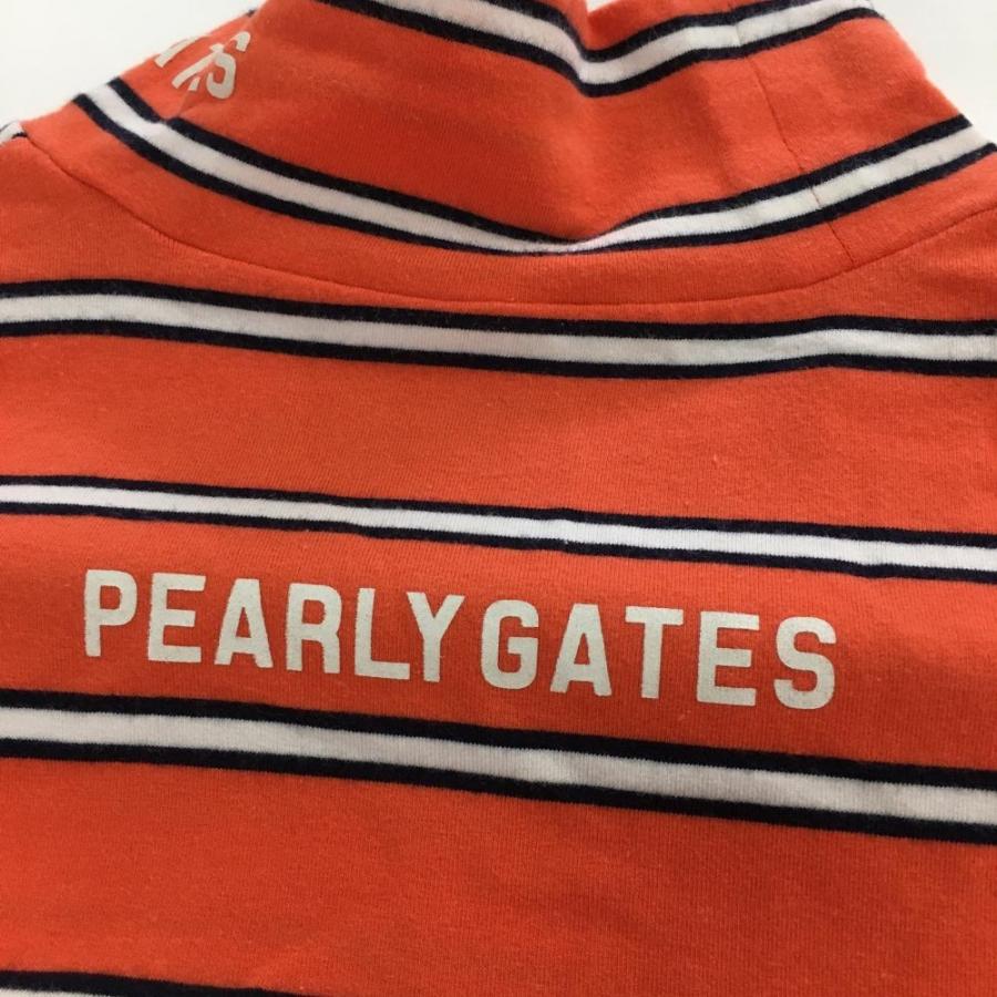 PEARLY GATES パーリーゲイツ 長袖ハイネックシャツ オレンジ×白