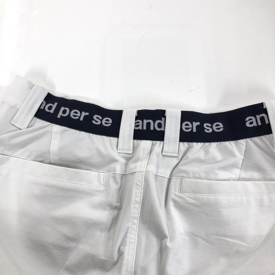 and per se（アンパスィ） ストレッチパンツ 白 織生地 薄手 裏地付き