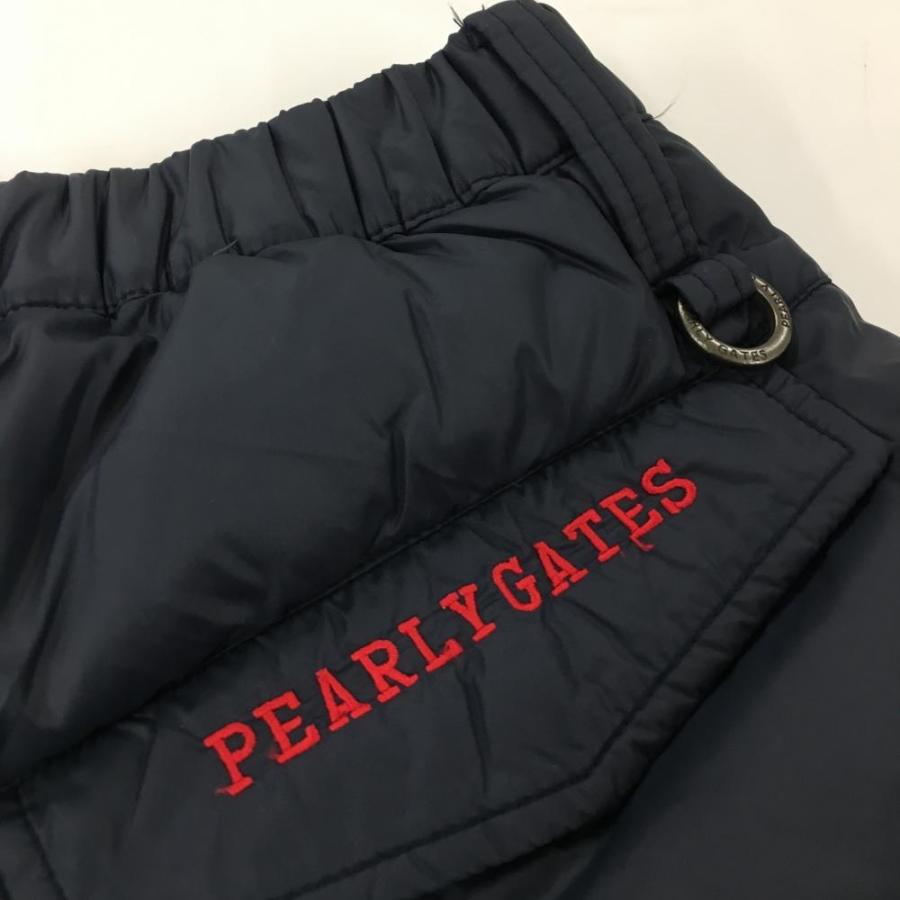 PEARLY GATES レディース ダウンパンツ サイズ1 ゴルフウェア 超美品】パーリーゲイツ ナイロンダウンパンツ ネイビー ロゴレッド