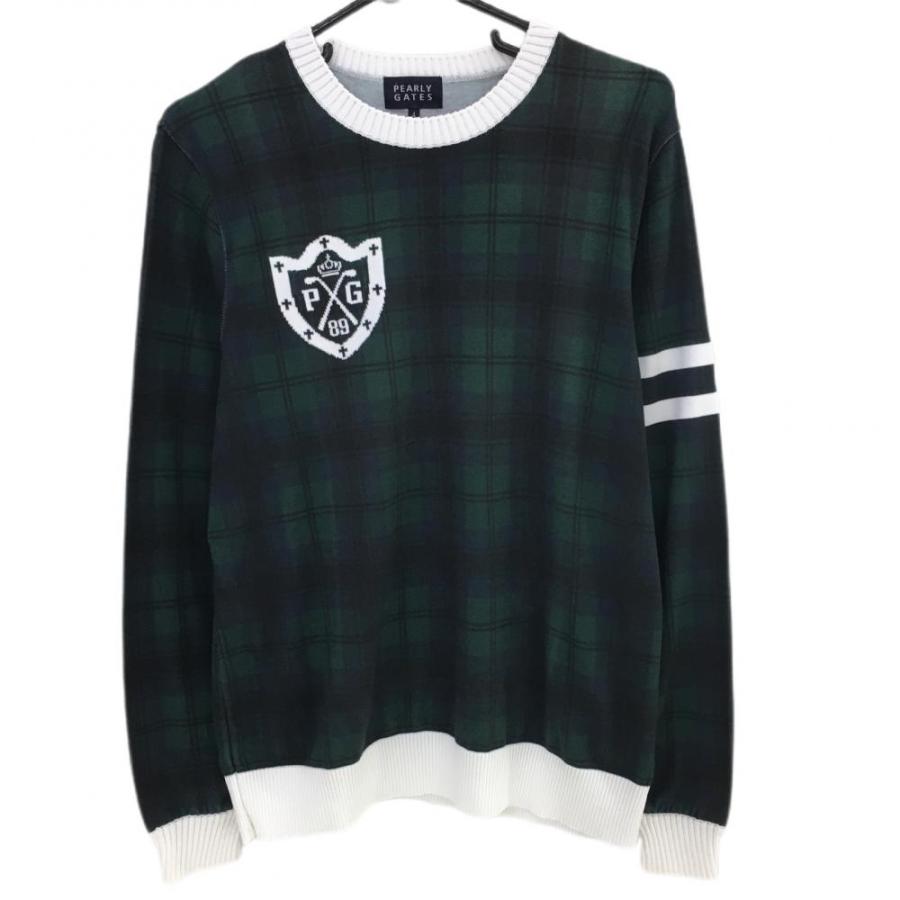 新品】パーリーゲイツ セーター グリーン×ネイビー チェック ニット