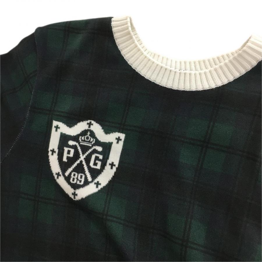 新品】パーリーゲイツ セーター グリーン×ネイビー チェック ニット